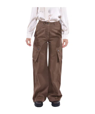 Weekend Max Mara Button Detailed Straight Leg Pants In Brown