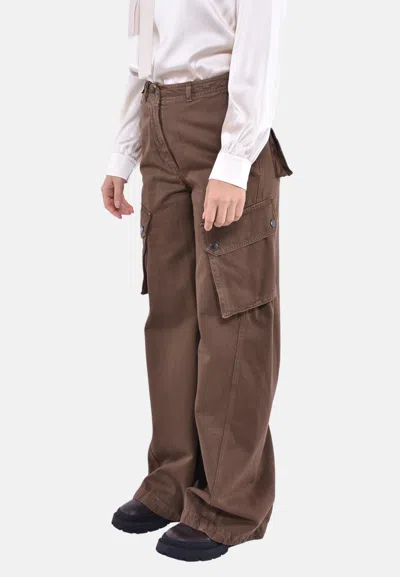 Weekend Max Mara Button Detailed Straight Leg Pants In Brown