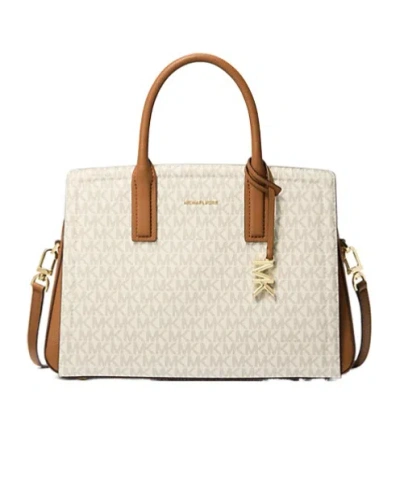 Michael Kors Laila Medium Signature Logo Satchel In White