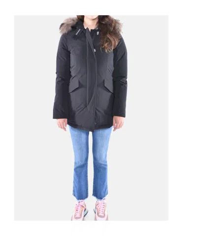 Woolrich Arctic Parka In Ramar Cloth With Removable Fur In Black