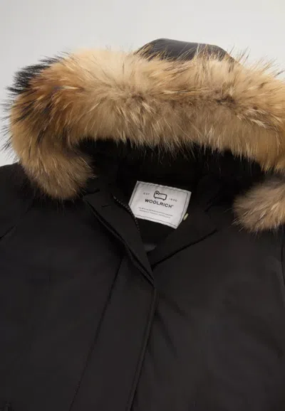 Woolrich Arctic Parka In Ramar Cloth With Removable Fur In Black