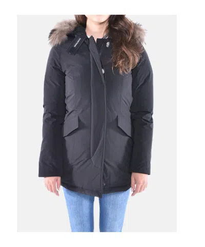 Woolrich Arctic Parka In Ramar Cloth With Removable Fur In Black