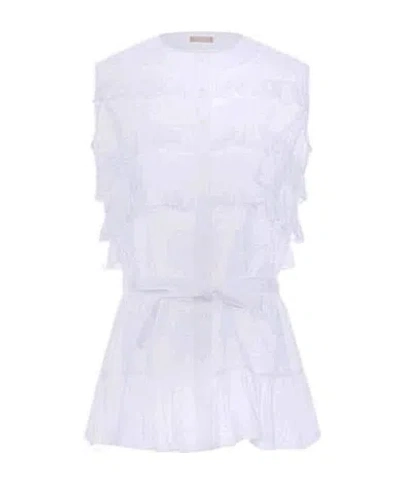 Alaïa Crew Neck Top In White