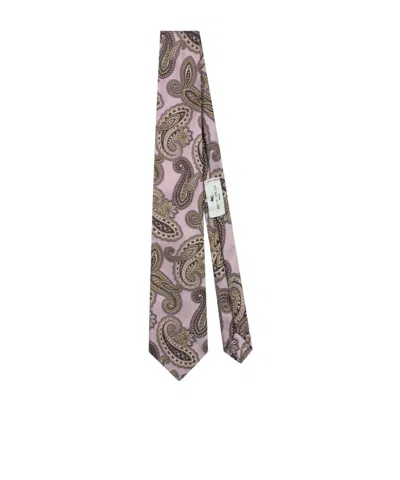 Etro Paisley Silk Jacquard Tie In Brown