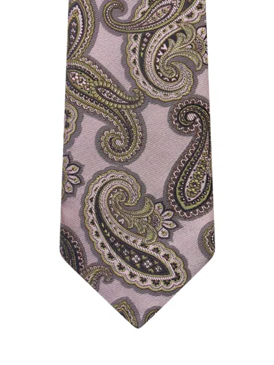 Etro Paisley Silk Jacquard Tie In Brown