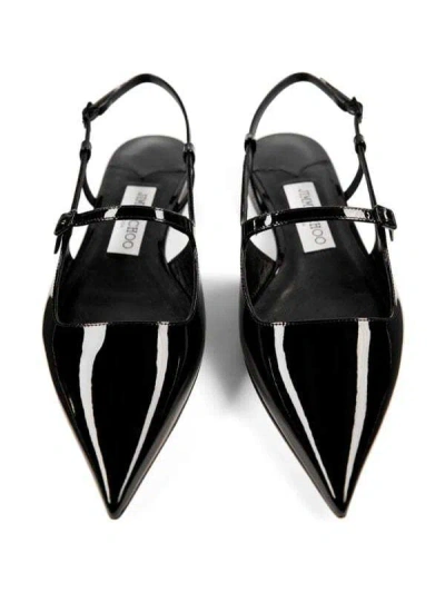 Jimmy Choo Black Patent Leather Didi Flat Shoes In Black