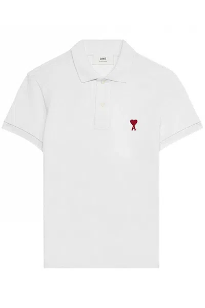 Ami Alexandre Mattiussi Organic Cotton Ami De Coeur Polo Shirt In White