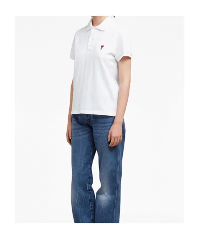 Ami Alexandre Mattiussi Organic Cotton Ami De Coeur Polo Shirt In White