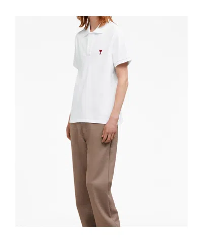 Ami Alexandre Mattiussi Organic Cotton Ami De Coeur Polo Shirt In White