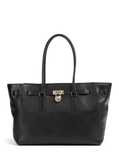 Michael Kors Hammered Leather Shopper In Black