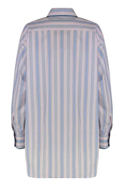 Etro Striped Cotton Shirt In White