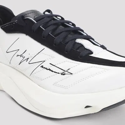 Y-3 Premium Leather And Rubber Sneakers With Iconic Detailing In Gray