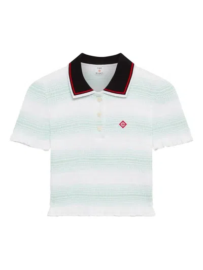 Casablanca Striped Polo Collar Knitwear In White
