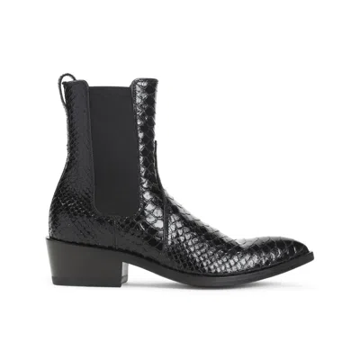 Tom Ford Matte Printed Python Chelsea Boot In Black