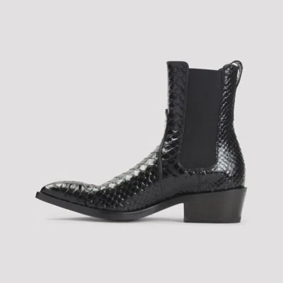 Tom Ford Matte Printed Python Chelsea Boot In Black