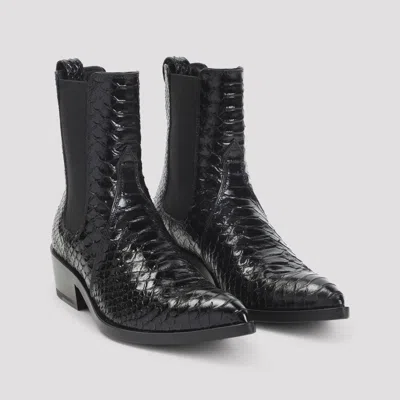 Tom Ford Matte Printed Python Chelsea Boot In Black