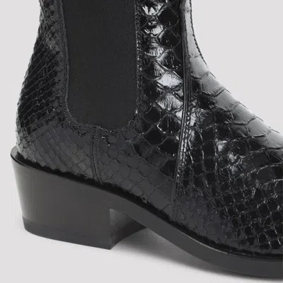 Tom Ford Matte Printed Python Chelsea Boot In Black