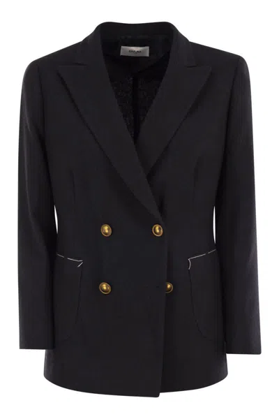 Saulina Assunta Double-breasted Button Jacket In Black