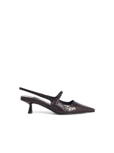 Jimmy Choo Didi 45 Brown Crocodile Effect Neckline In Brown