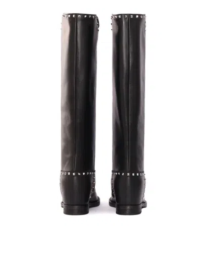 Via Roma 15 Stivale Santa Monica Con Spacco Nero In Black