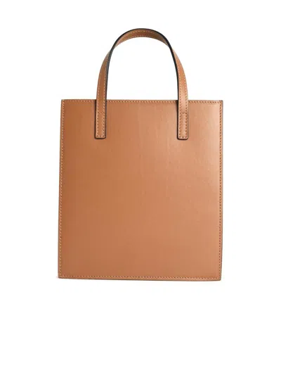 Hidesins Structured Leather Shoulder Bag With Top Handle In Brown