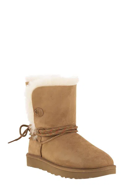 Ugg Ankle Boot With Lace Detail And Rubber Sole In Brown