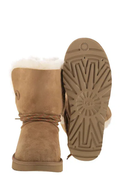 Ugg Ankle Boot With Lace Detail And Rubber Sole In Brown