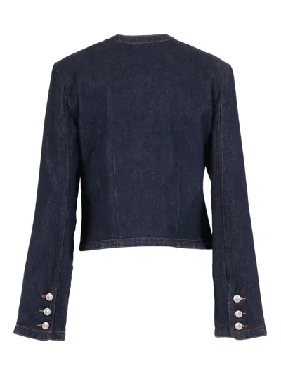 7 For All Mankind Round-neck Long-sleeve Jacket In Blue