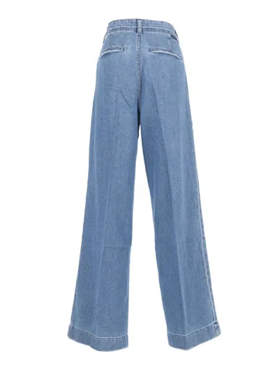 7 For All Mankind Wide-leg Denim Trousers With Pleated Front In Blue