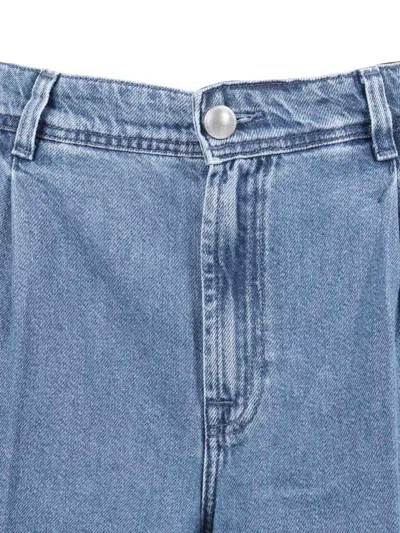 7 For All Mankind Wide-leg Denim Trousers With Pleated Front In Blue