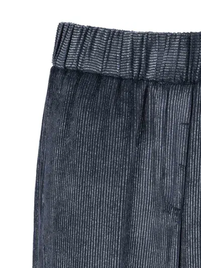 Peserico Wide-leg Trousers With Ribbed Texture In Blue