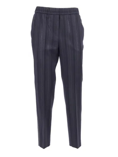 Peserico Tailored Trousers With Metallic Stripe In Blue