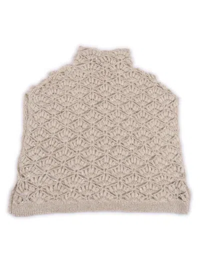 Antonelli Intricate Openwork Sleeveless Knitted Top In Neutral