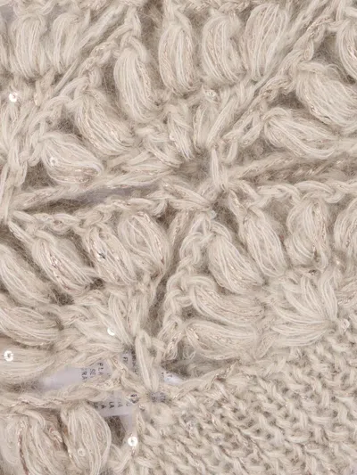 Antonelli Intricate Openwork Sleeveless Knitted Top In Neutral