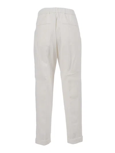 Peserico Cropped Trousers With Tapered Leg In White