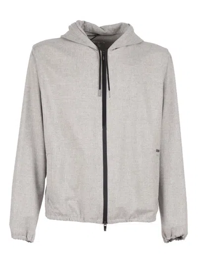 Tombolini Lightweight Hooded Jacket With Textured Finish In Gray