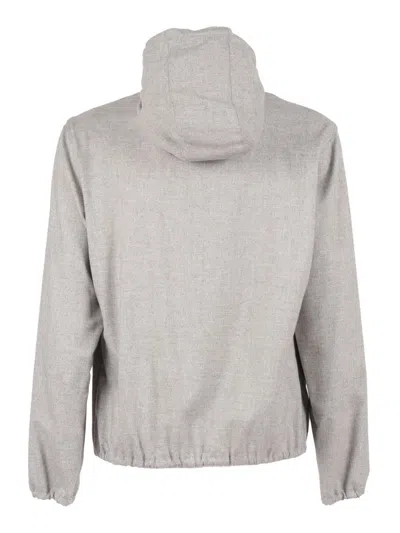 Tombolini Lightweight Hooded Jacket With Textured Finish In Gray