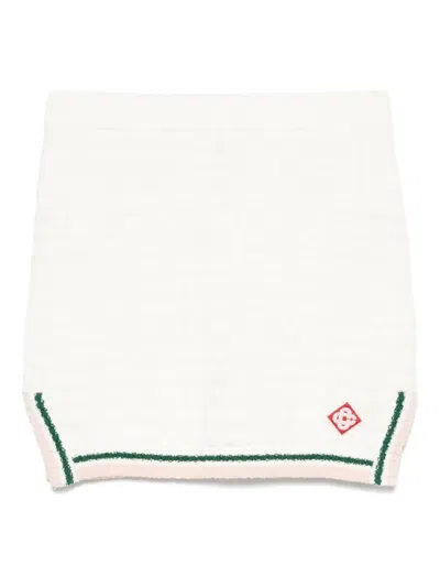 Casablanca Cotton Skirt With Striped Trim In White