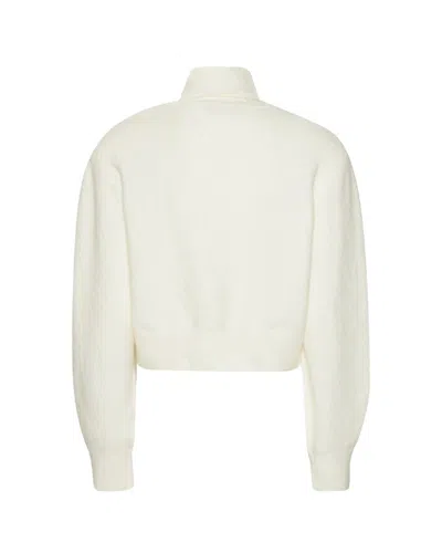 Rotate Birger Christensen Cardigan Con Sciarpa Lavorata A Maglia Bianco In White