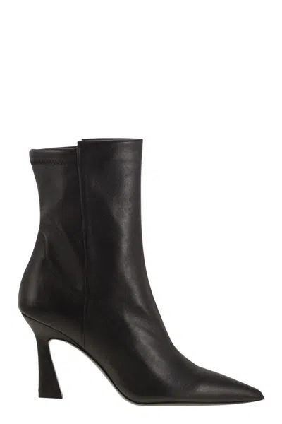 Stuart Weitzman 85mm Vinnie Pointed-toe Elasticised Boots In Black