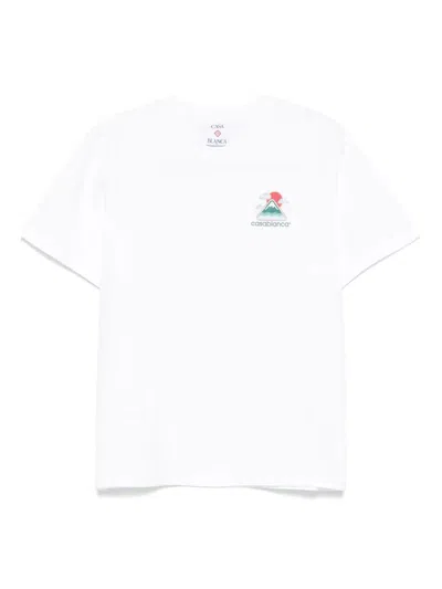 Casablanca Montagne Ondulée Logo-print Cotton-jersey T-shirt In White