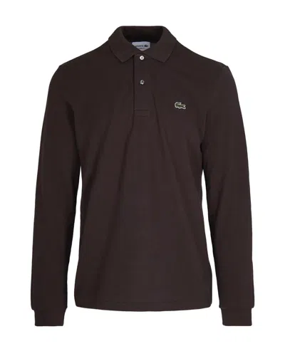 Lacoste Polo With Logo In Brown