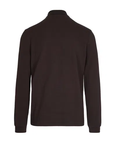 Lacoste Polo With Logo In Brown