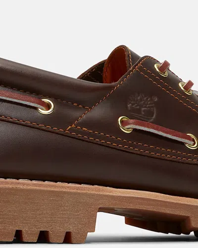 Timberland Boat Shoes Authentic 3-eye Lug Handsewn Marrone In Brown