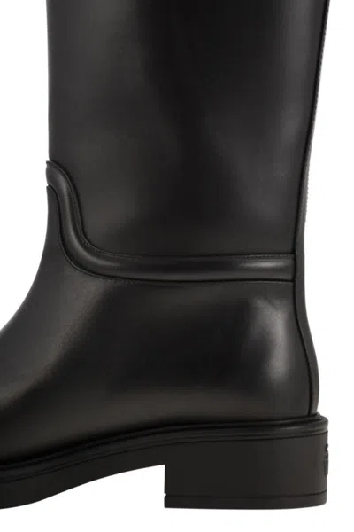 Stuart Weitzman Stylish Knee-high Leather Block Heel Boots In Black