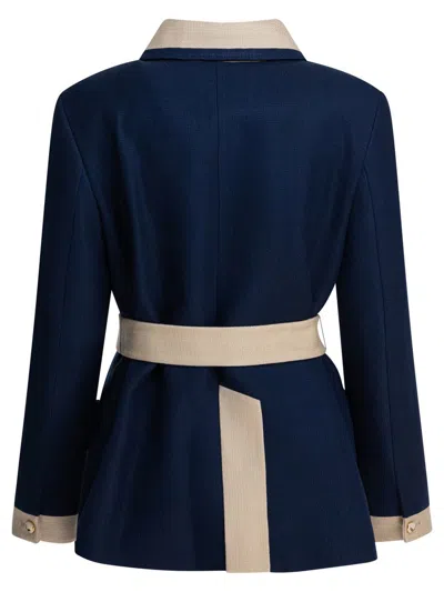 Valentino Blue/ivory Jacket With Belt In Blue