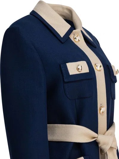 Valentino Blue/ivory Jacket With Belt In Blue