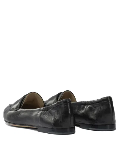 Pomme D'or Grace Pointed Leather Loafers In Black
