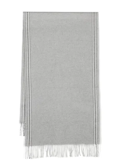 Brunello Cucinelli Scarf With Striped Detail In Gray