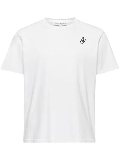 Jw Anderson J. W. Anderson Anchor Embroidery T-shirt White In White